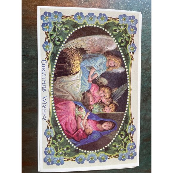 Vintage Victorian Christmas & New Year Postcards Set Girls Boys Santa Angels - Picture 6 of 11